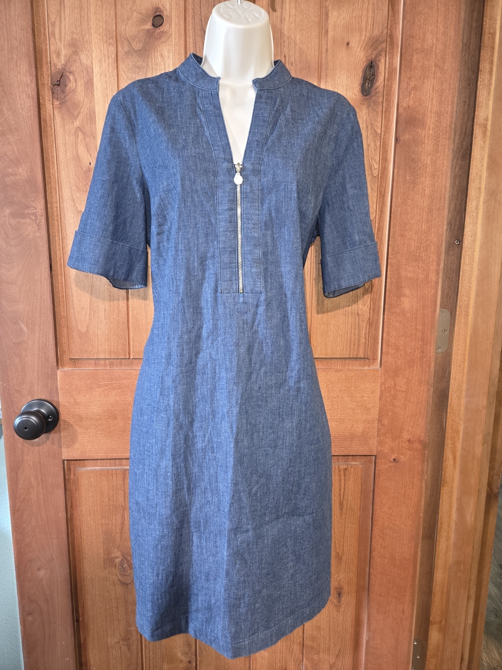 Anne Klein Denim Shift Dress, 10 / Blue